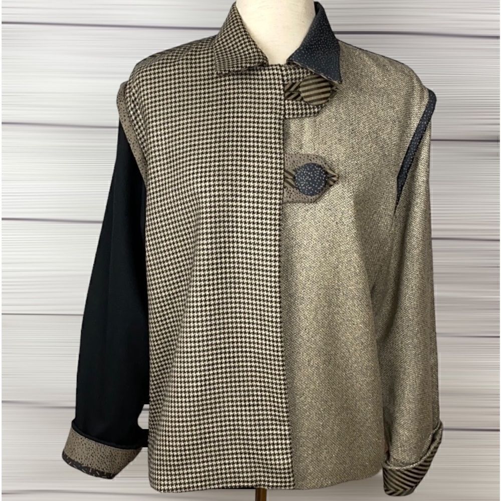 Patchwork Colorblock Jacket Handmade by Markie Roe Designs Boxy Style size M - Picture 2 of 15